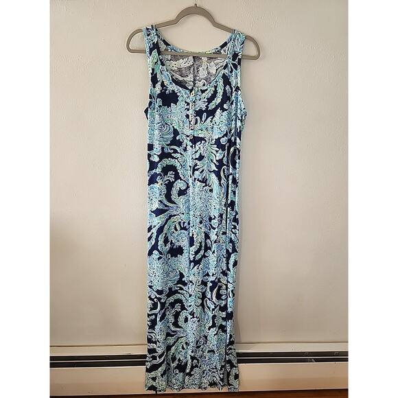 Lilly Pulitzer Dresses & Skirts - Lilly Pulitzer Maxi Dress Resort White Bluu Tropical Hawaiian Aloha Size M